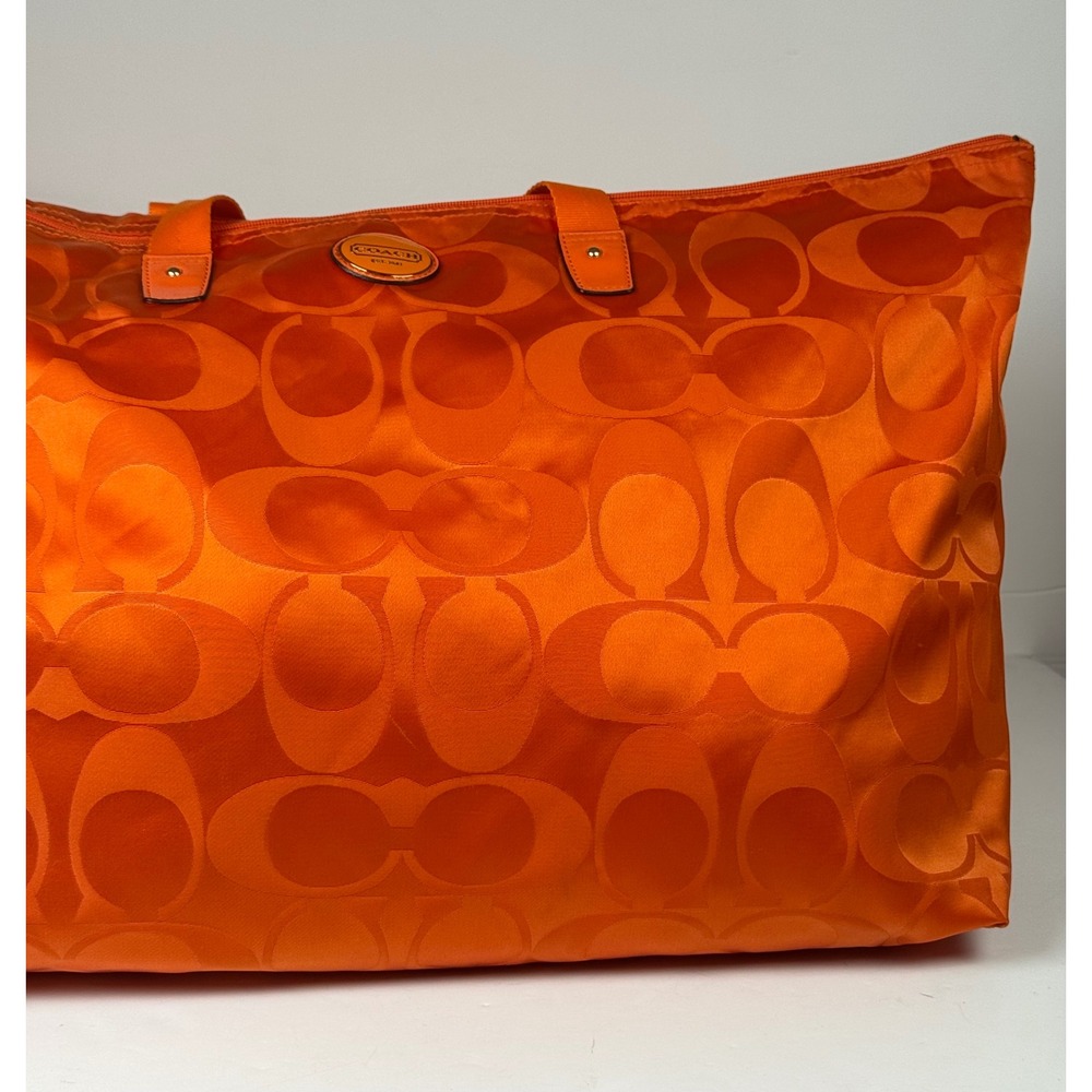 Coach Getaway Signature Orange Nylon Packable Weekender Large Tote Bag VTG Y2K - Picture 3 of 8